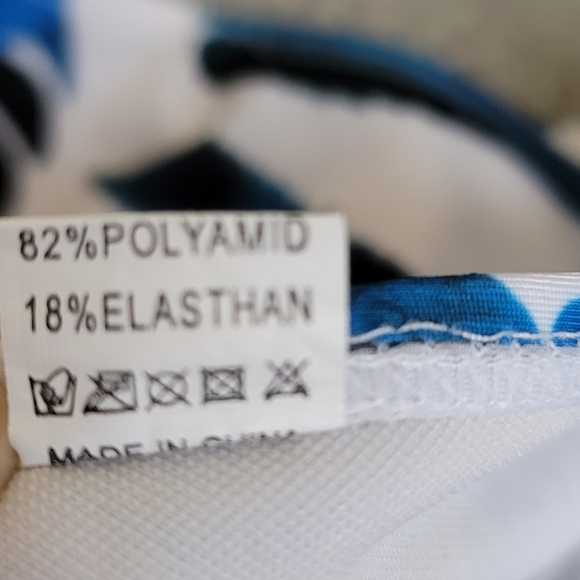 H&M Striped Blue White Tropical Triangle Top Padded Bra Bikini Set Womens Size M - Picture 11 of 12